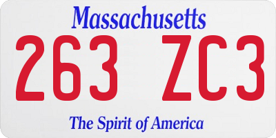 MA license plate 263ZC3