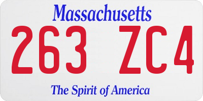 MA license plate 263ZC4