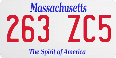 MA license plate 263ZC5