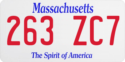 MA license plate 263ZC7