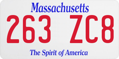 MA license plate 263ZC8