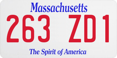 MA license plate 263ZD1