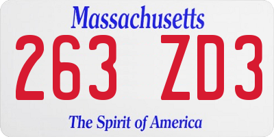 MA license plate 263ZD3