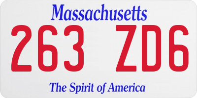 MA license plate 263ZD6