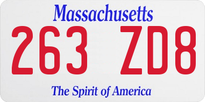 MA license plate 263ZD8