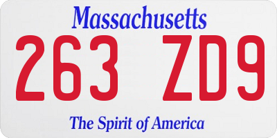 MA license plate 263ZD9