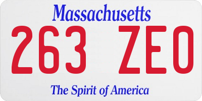 MA license plate 263ZE0