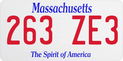 MA license plate 263ZE3