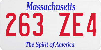 MA license plate 263ZE4