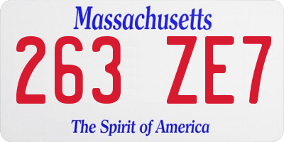 MA license plate 263ZE7