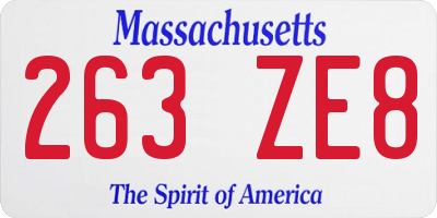 MA license plate 263ZE8