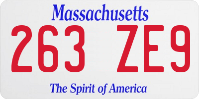 MA license plate 263ZE9