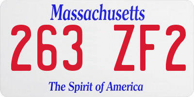 MA license plate 263ZF2