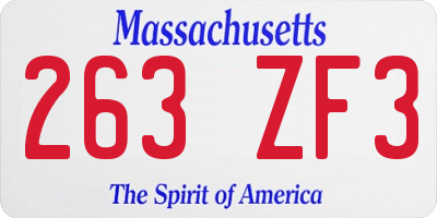 MA license plate 263ZF3