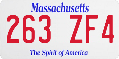 MA license plate 263ZF4