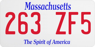 MA license plate 263ZF5