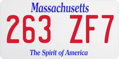 MA license plate 263ZF7