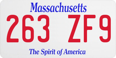 MA license plate 263ZF9