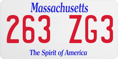 MA license plate 263ZG3