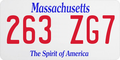 MA license plate 263ZG7