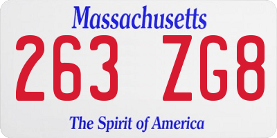 MA license plate 263ZG8