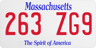 MA license plate 263ZG9
