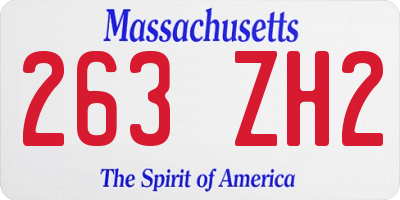 MA license plate 263ZH2