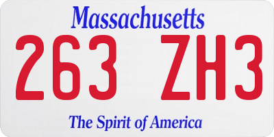 MA license plate 263ZH3