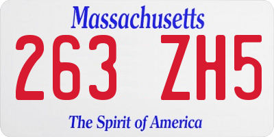 MA license plate 263ZH5