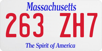 MA license plate 263ZH7