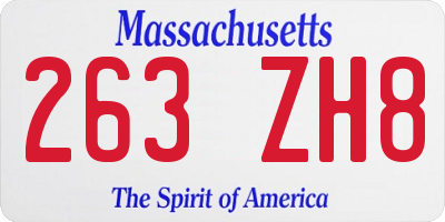 MA license plate 263ZH8