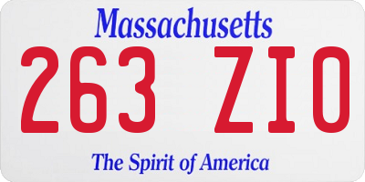 MA license plate 263ZI0