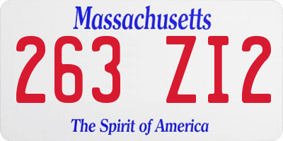 MA license plate 263ZI2