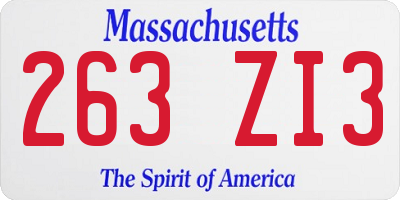 MA license plate 263ZI3