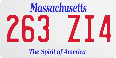 MA license plate 263ZI4
