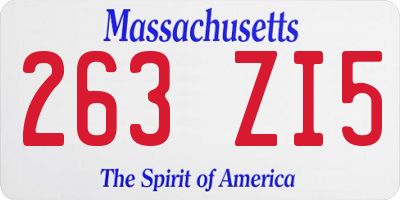 MA license plate 263ZI5