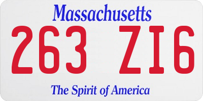 MA license plate 263ZI6