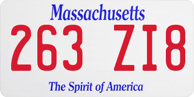 MA license plate 263ZI8