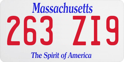 MA license plate 263ZI9