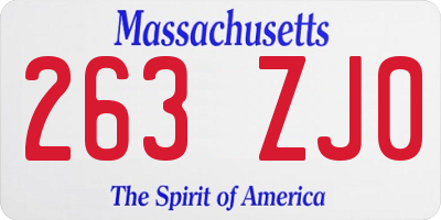 MA license plate 263ZJ0