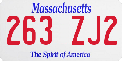 MA license plate 263ZJ2