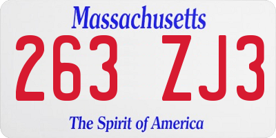 MA license plate 263ZJ3