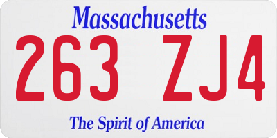 MA license plate 263ZJ4