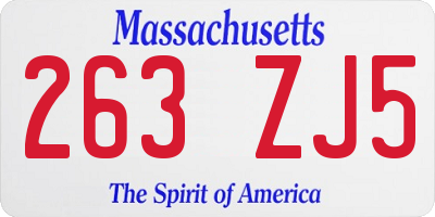 MA license plate 263ZJ5