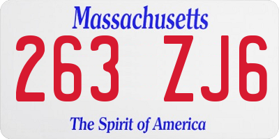 MA license plate 263ZJ6