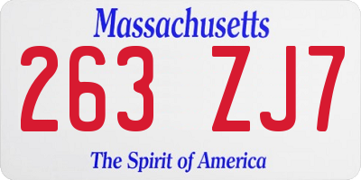 MA license plate 263ZJ7