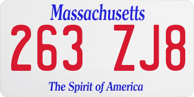 MA license plate 263ZJ8