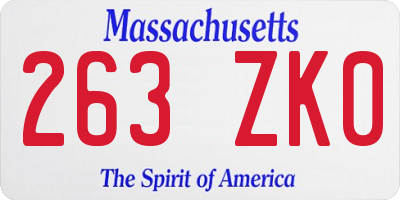 MA license plate 263ZK0