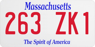 MA license plate 263ZK1
