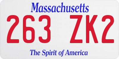 MA license plate 263ZK2